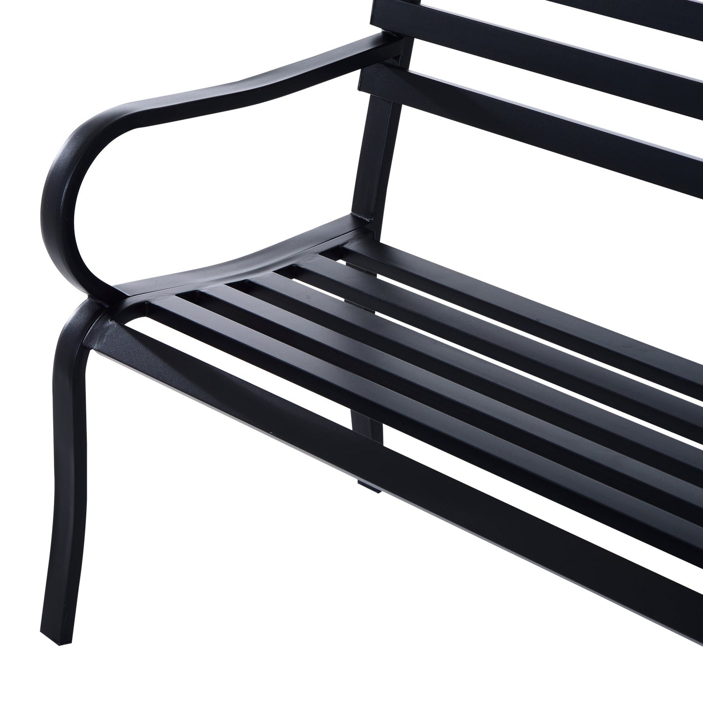 Outsunny Stylish 2 Seater Metal Garden Porch Chair Bench Stable Patio Outdoor Park Metal Bench - Black