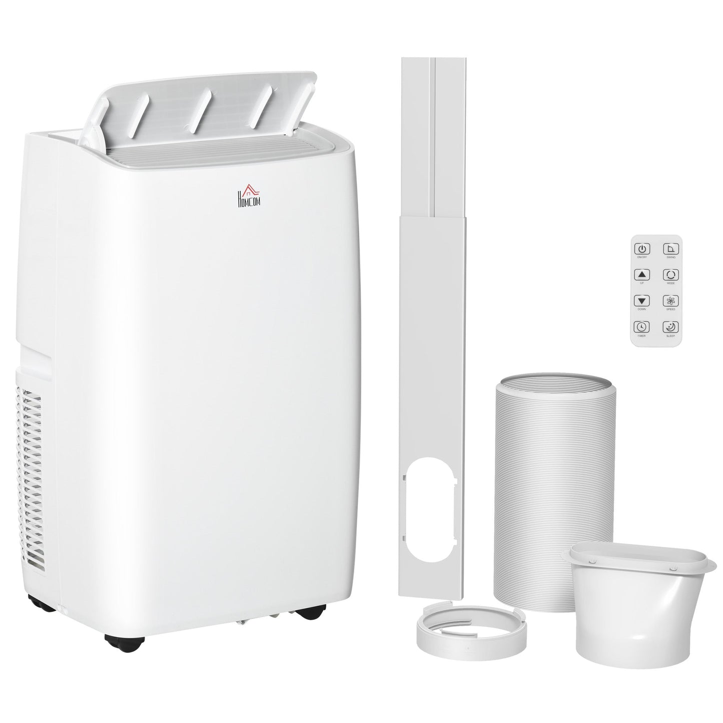 HOMCOM 12000 BTU Air Conditioning Unit, 3-in-1 Portable Air Conditioner, Dehumidifier, Cooling Fan with 3 Speeds, Remote Control, LED Display, 24H Timer, Window Venting Kit, Children Lock, 25m\'c2\'b2
