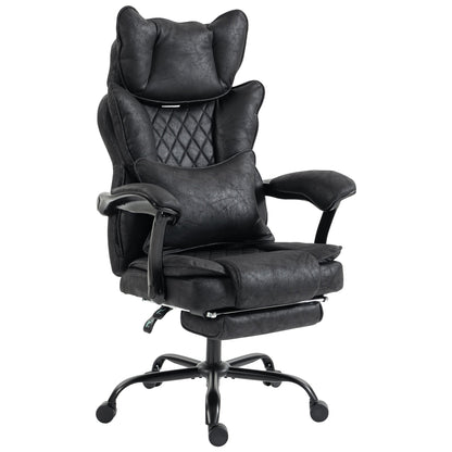 HOMCOM Executive Office Chair, Leathaire Big and Tall Office Chair 180 kg with Wide Seat, Reclining, Lumbar Support, Black