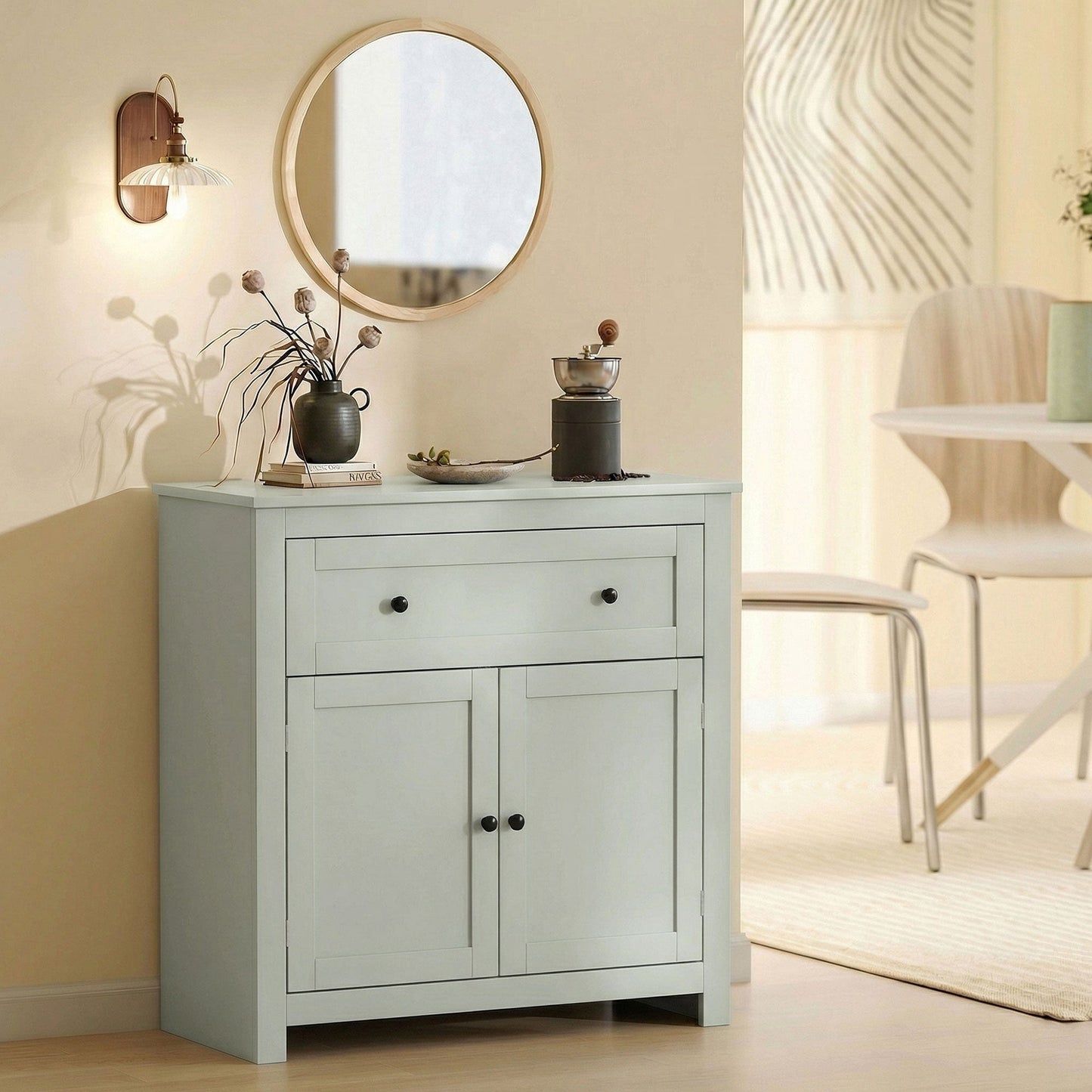 HOMCOM Sideboard Storage Cabinet, Modern Kitchen Cupboard with Adjustable Shelf, Drawer and Double Doors, Green