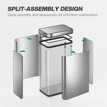 HOMCOM 60 L Sensor Can,  Sensor Bin with Soft-Close Lid, Fingerprint-Proof Stainless Steel, Silver Tone