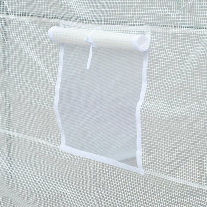 Outsunny 3.5 x 2 x 2 m Polytunnel Greenhouse, Walk-in Green House for Garden with Mesh Windows, Galvanised Steel Frame, White