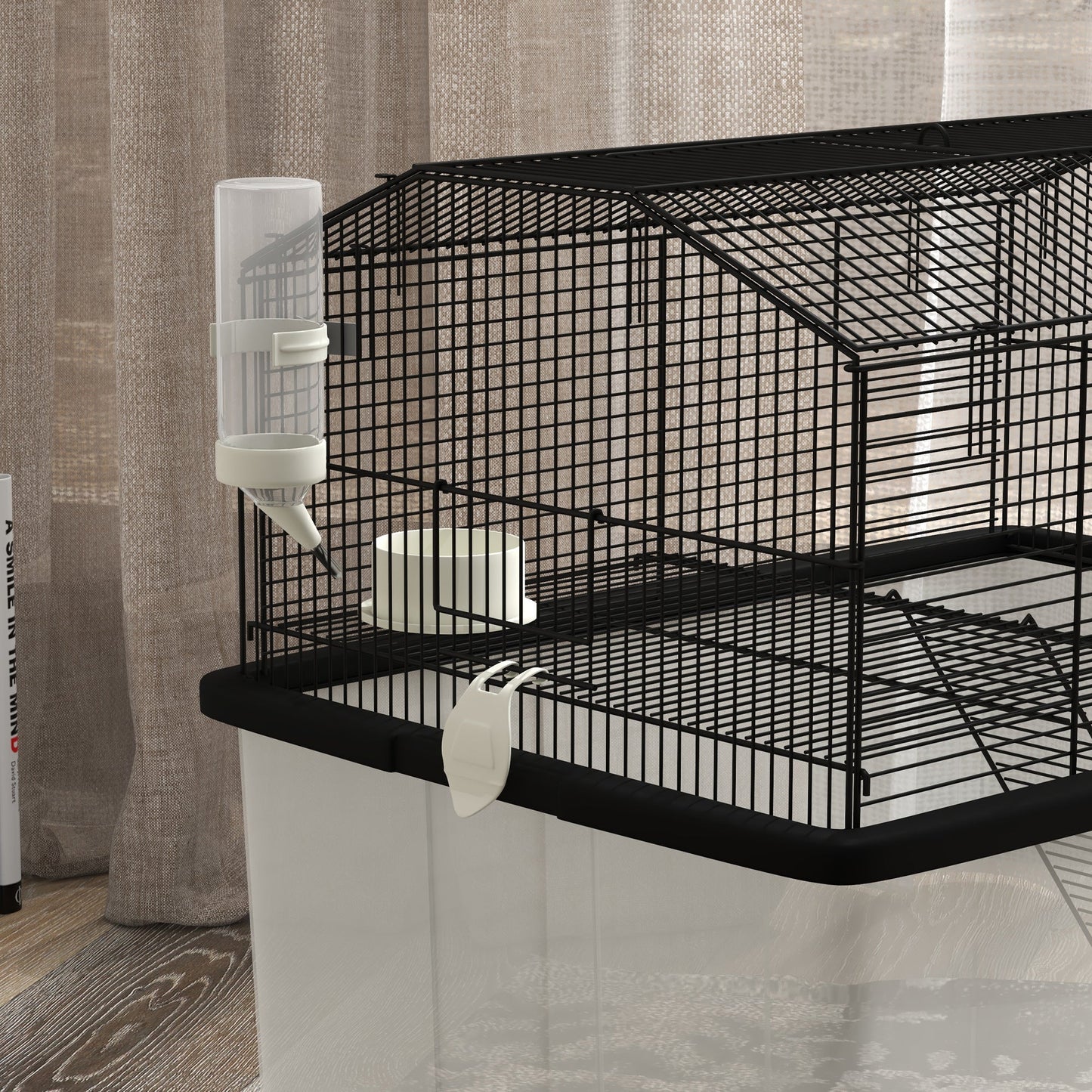 PawHut Two-Tier Gerbil Cage, Hamster Cage for Dwarf Hamster, Syrian Hamster w/ Wheels, Deep Bottom, Food Dish, Water Bottle