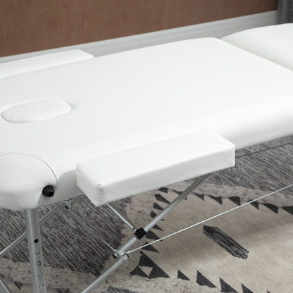 HOMCOM Foldable Massage Table Professional Salon SPA Facial Couch Bed White