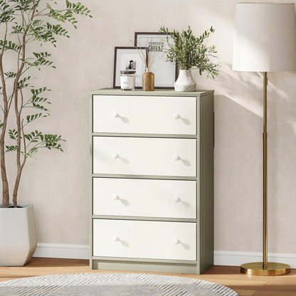 HOMCOM Chest of Drawers, Dresser with 4 Fabric Drawers - White and Grey