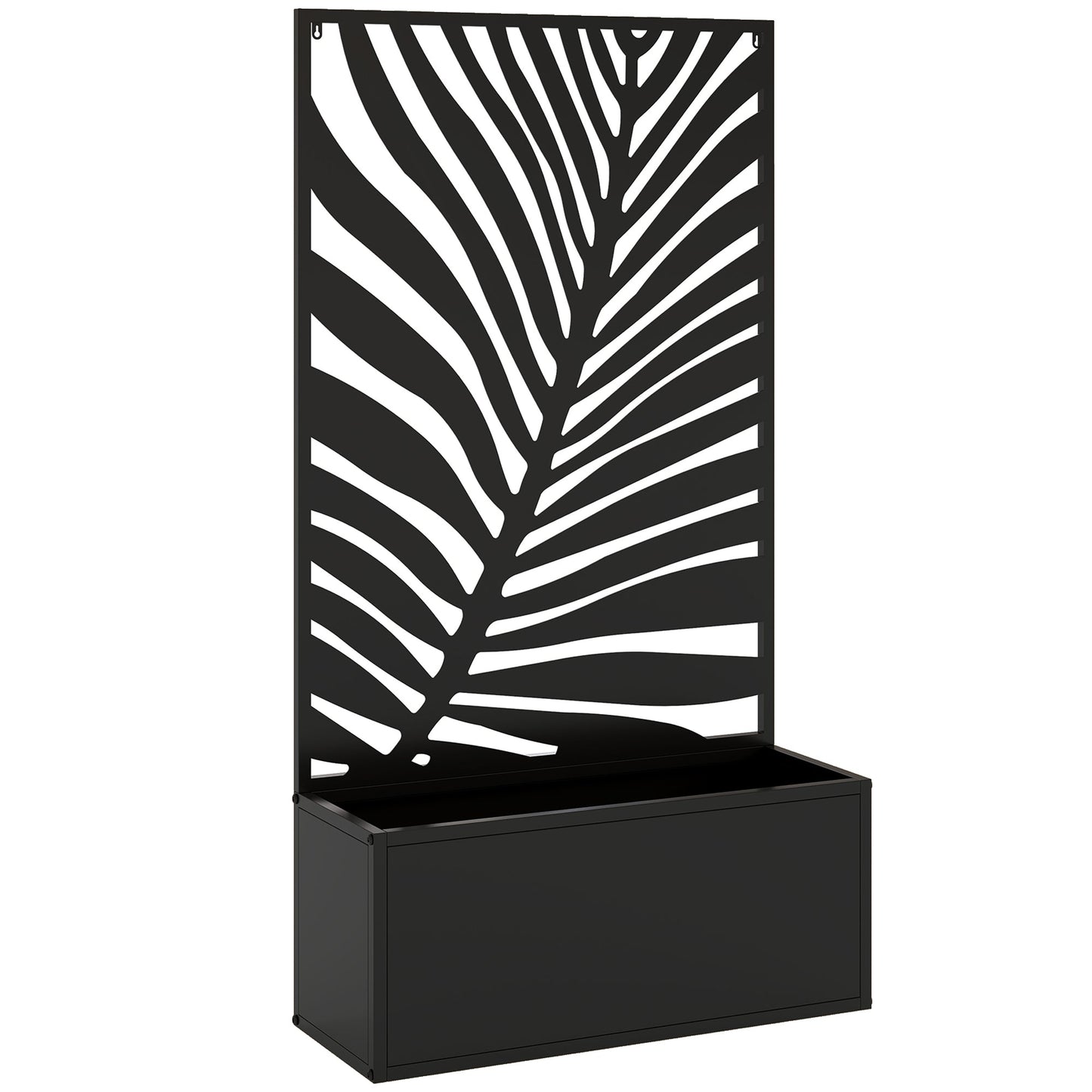 Outsunny Metal Garden Bed for Garden with Trellis, Wall Mounted or Freestanding Raised Planter with Privacy Screen