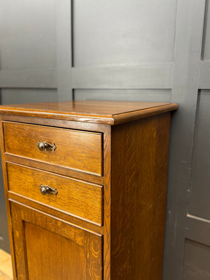 Preloved Oak Slim Tall Cupboard Cabinet Drawers Storage Unit Furniture Bedside