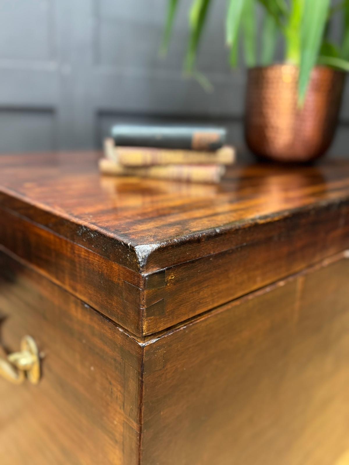 Antique Mahogany Blanket Chest Coffee Table Storage Box Trunk