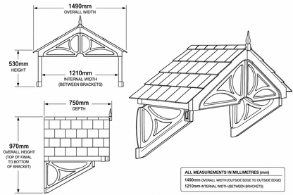 Althorp Door Canopy 149cm - Flat Pack Porch Canopy