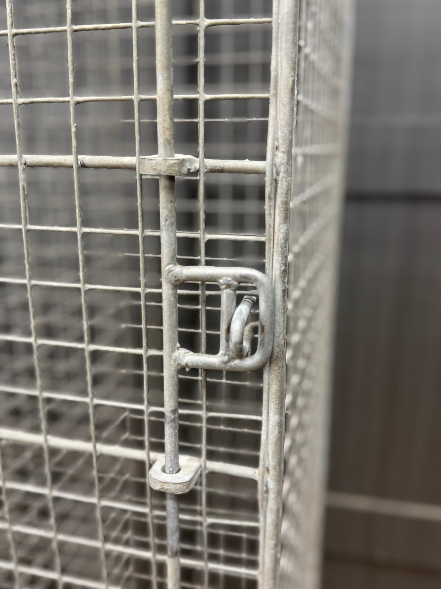 Industrial Vintage Wire Mesh Three Door Locker Storage Cabinet Cage Wardrobe