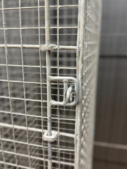 Industrial Vintage Wire Mesh Three Door Locker Storage Cabinet Cage Wardrobe