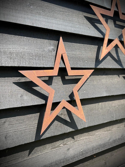 Set of 3 Rusty Metal Stars, Decorations For The Home And Garden.