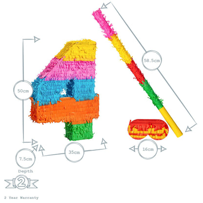 Large Number 4 Pinata Party Set