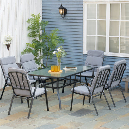 Outsunny Seven-Piece Garden Dining Set with Cushions - Grey