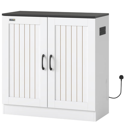 PawHut Fish Tank Stand, 20-29 Gallon Aquarium Stand with Cabinet Storage, Power Outlets and Anti-Tip Kit, White