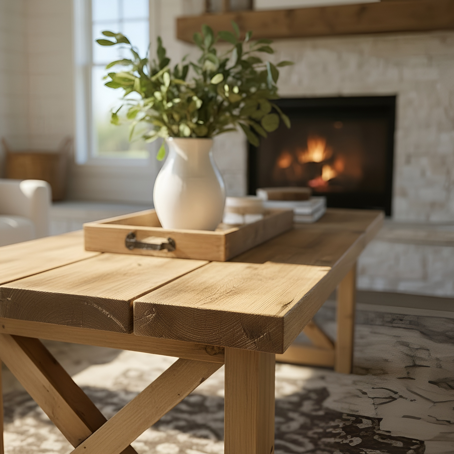 Farmhouse Coffee Table With X Legs