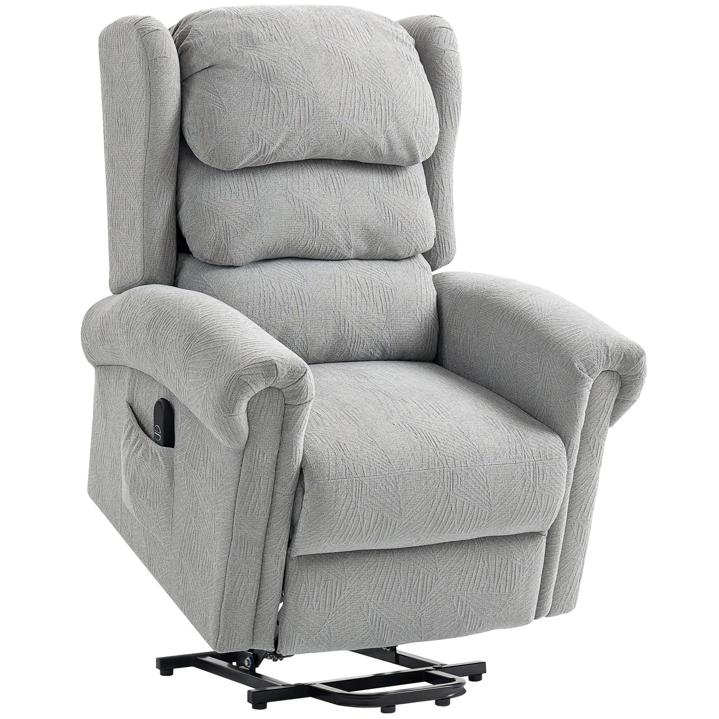 HOMCOM Power Lift Recliner Chair for Elderly, Velvet Electric Riser and Recliner Armchair for Living Room with Remote Control, 2 Side Pockets, Thick Padded Back, Grey