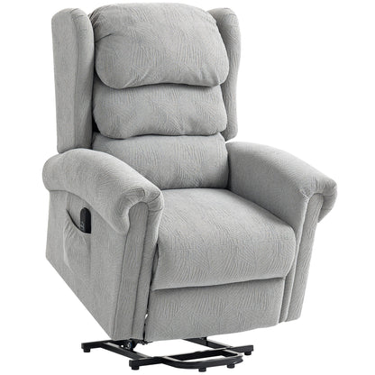 HOMCOM Power Lift Recliner Chair for Elderly, Velvet Electric Riser and Recliner Armchair for Living Room with Remote Control, 2 Side Pockets, Thick Padded Back, Grey