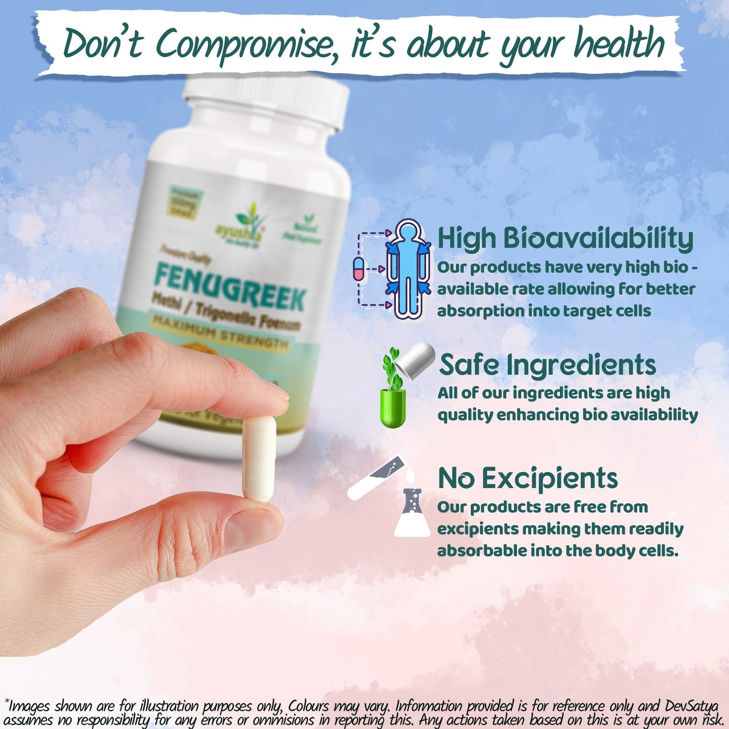 Ayushya Fenugreek Capsules (Methi) Metabolic Wellness Support - Vegan, Gluten Free, Non-GMO, 60 Capsules