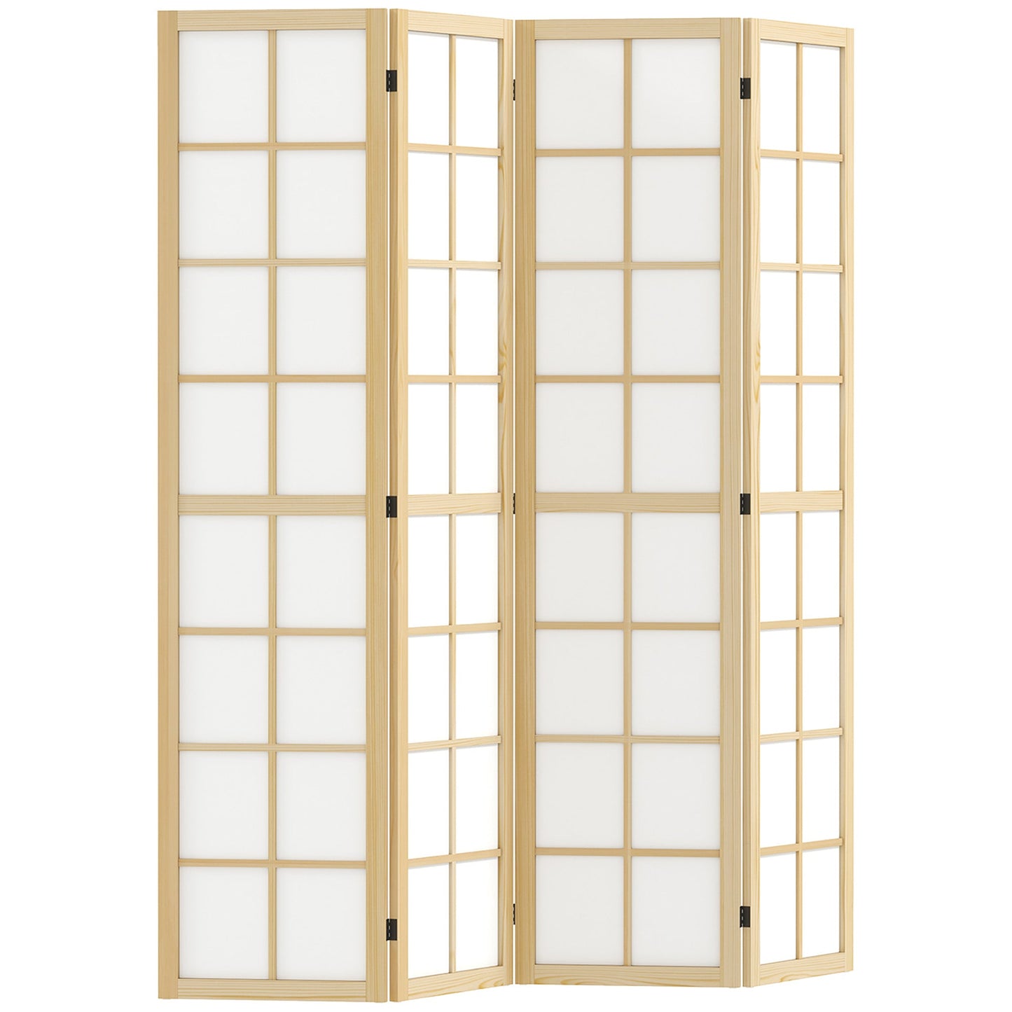 HOMCOM 4 Panel Folding Room Divider, Freestanding Room Separator, Indoor Privacy Screen for Living Room, Bedroom, 160 x 170cm