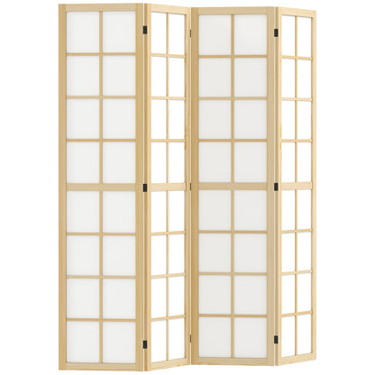 HOMCOM 4 Panel Folding Room Divider, Freestanding Room Separator, Indoor Privacy Screen for Living Room, Bedroom, 160 x 170cm
