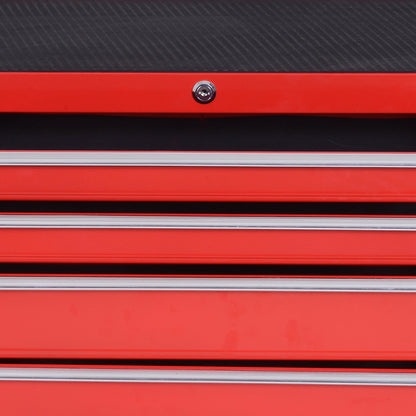 DURHAND 7-Drawer Rolling Tool Chest on Wheels, Lockable Tool Cabinet with Side Handle, Metal Tool Box Trolley for Garage, Workshop, Red