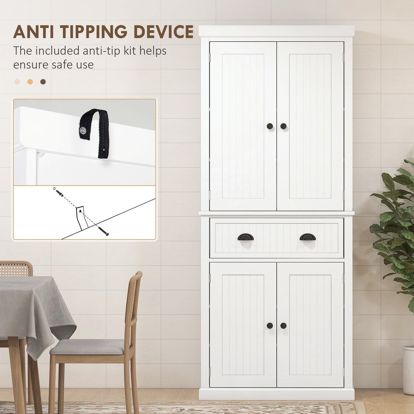 HOMCOM Kitchen Storage Cabinet with Drawer and Adjustable Shelves - White