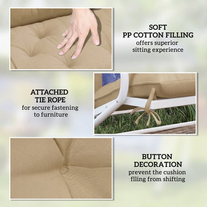 Outsunny Garden Bench Cushion, 2 Seater Swing Chair Cushion, Seat Pad with Ties for Indoor and Outdoor Use, 110 x 120 cm