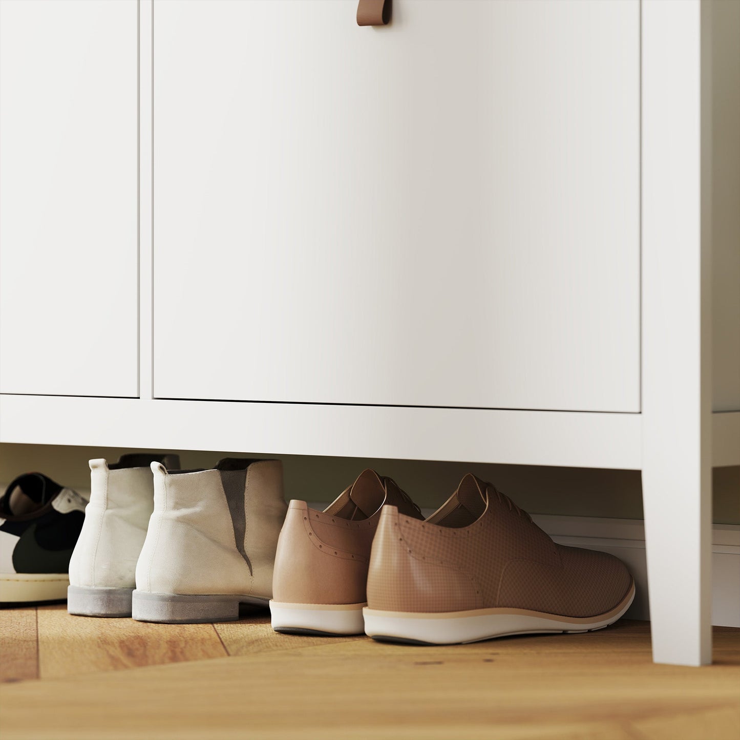 HOMCOM Modern Four-Drawer Shoe Cabinet - White
