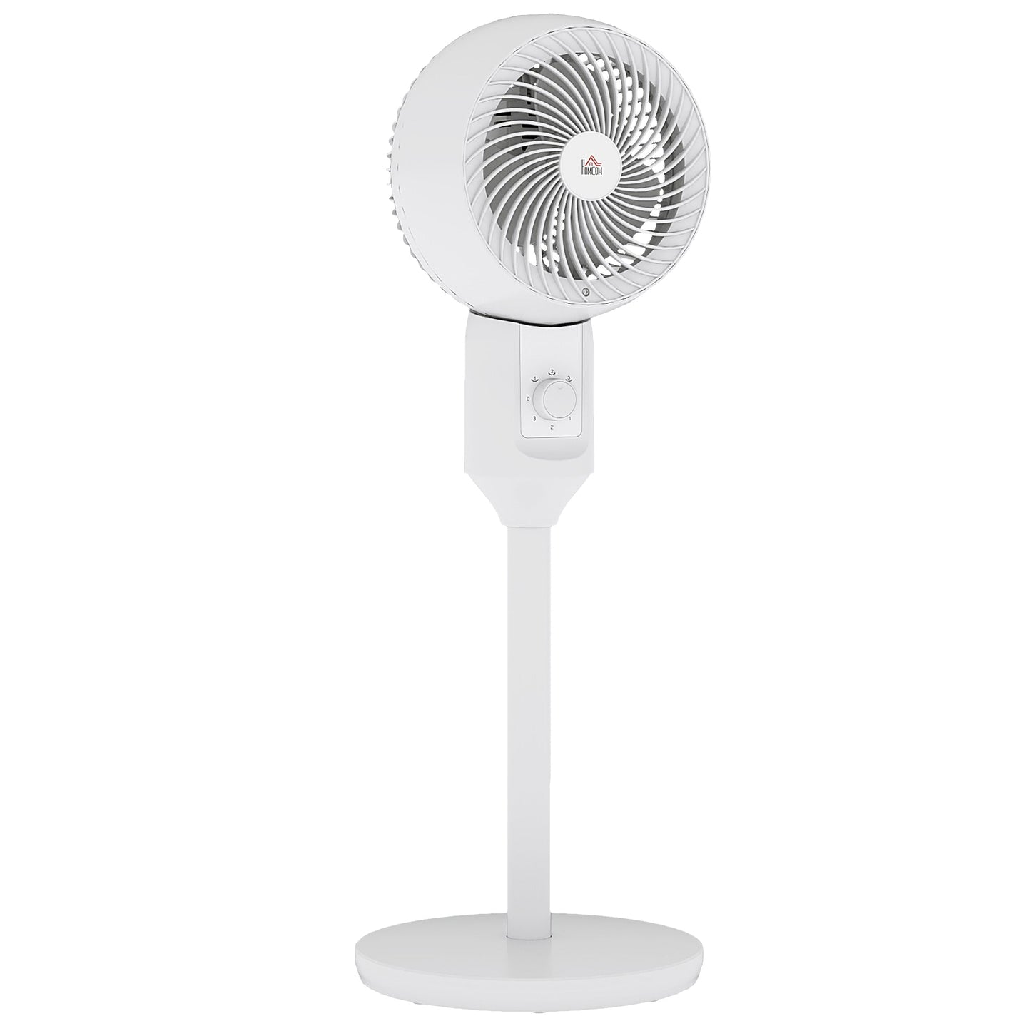 HOMCOM 9'' Air Circulator Fan 3 Speed, 70\'c2\'b0 Oscillation 90\'c2\'b0 Vertical Tilt, Carry Handle, Pedestal Fan, Pedestal Fan for Living Room, Bedroom, Office, White