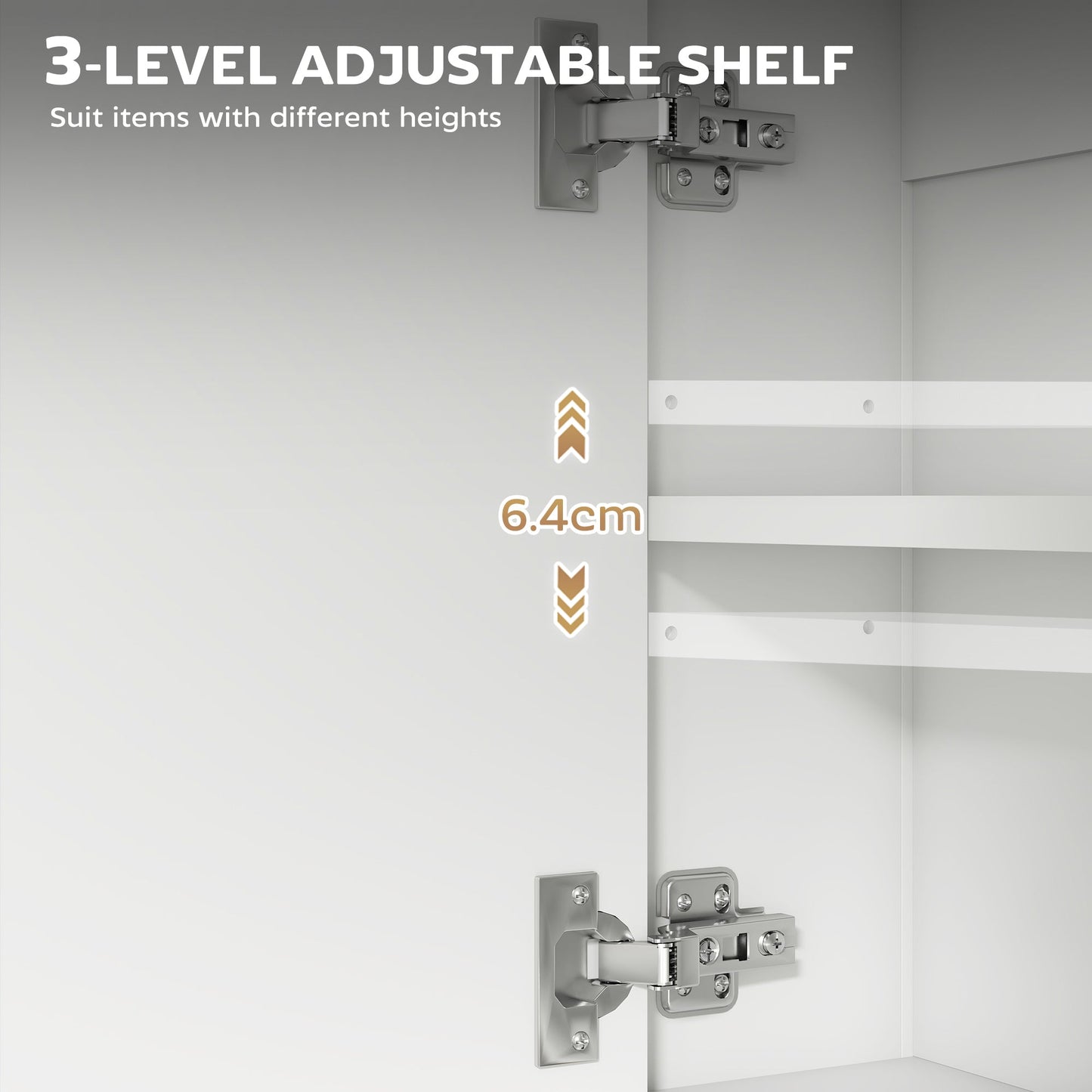 HOMCOM Bathroom Mirror Cabinet with Soft-Close Doors and Adjustable Shelf - White
