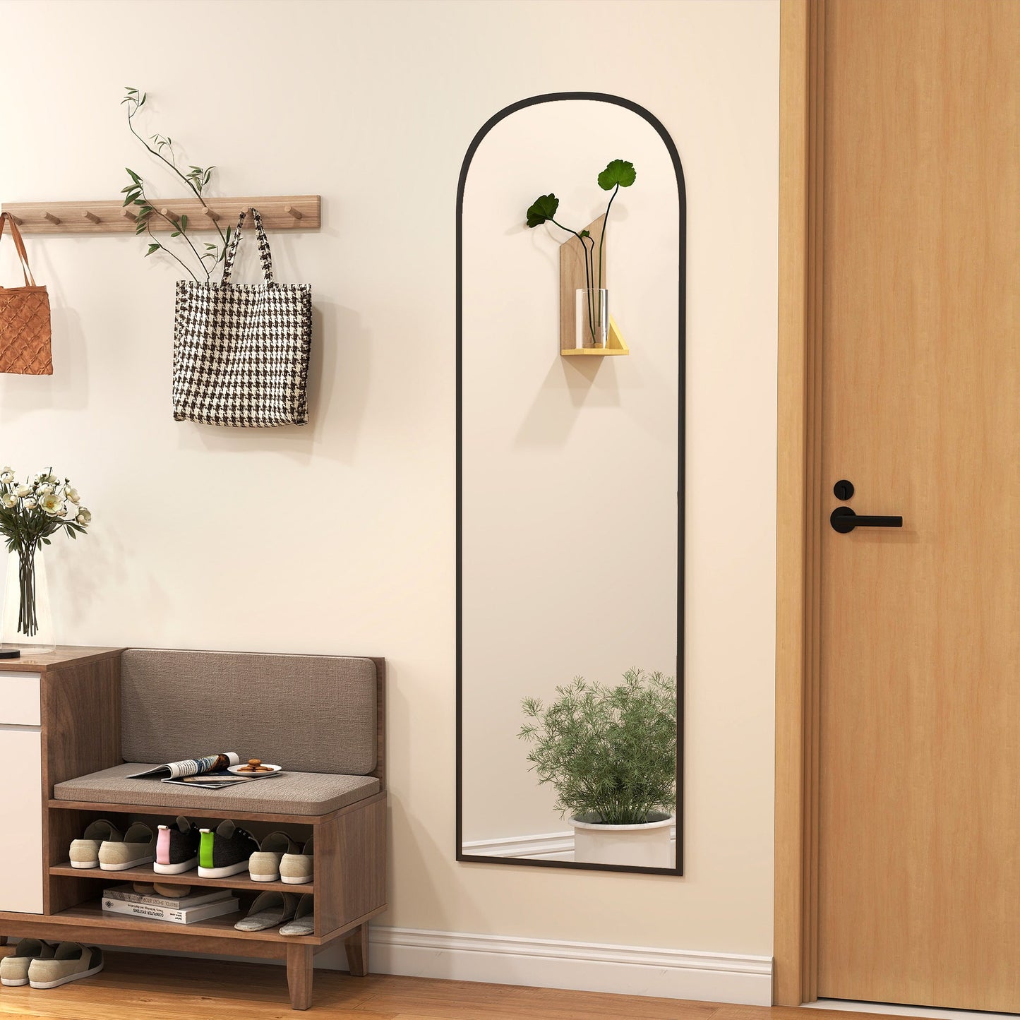 HOMCOM 165cm Aluminium Frame Standing Mirror - Black
