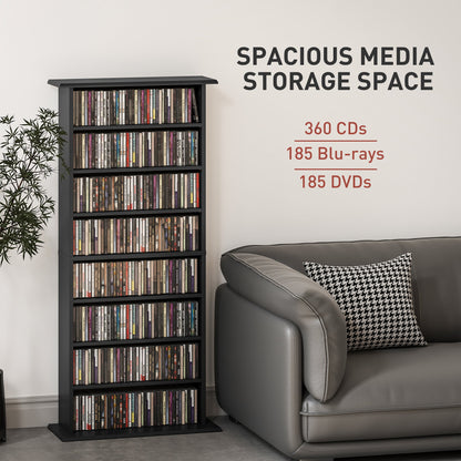 HOMCOM 360 CD/185 DVD/185 Blu-ray Storage Unit - Black