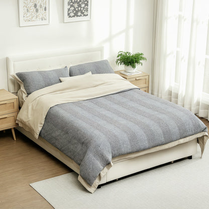HOMCOM Double Ottoman Bed Frame, with Front Drawer - Cream