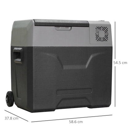 HOMCOM Car Refrigerator, Portable 12/24V 50 Litre Compressor Fridge Freezer, Electric Cooler Box for Camping, Travel, Picnic, Down to -20\'e2\'84\'83