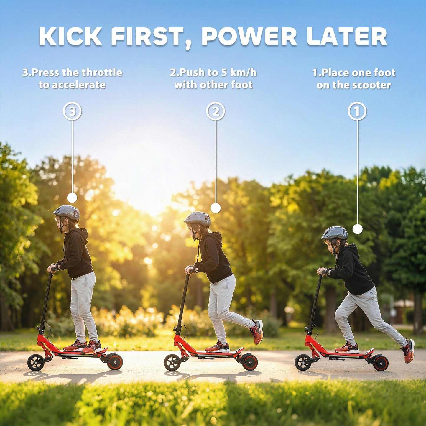 SPORTNOW Electric Scooter for Kids, Foldable E Scooter for Age Age 6+ with LED Display, RGB lights, Up to 16km/h, Red