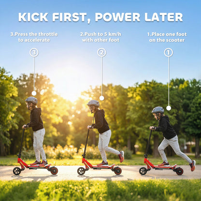 SPORTNOW Electric Scooter for Kids, Foldable E Scooter for Age Age 6+ with LED Display, RGB lights, Up to 16km/h, Red