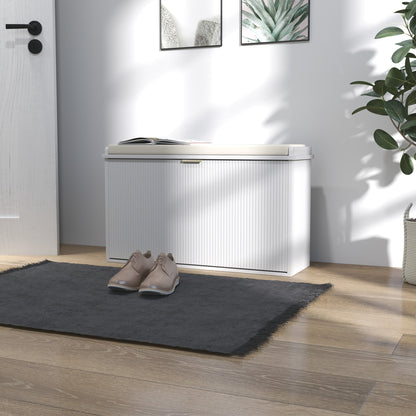 HOMCOM Elegant Eight Shoe Bench, with Top Seat - White