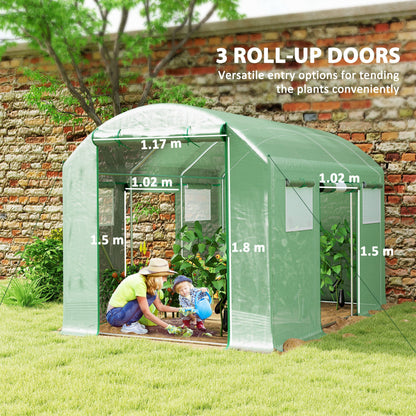 Outsunny 9.8 x 6.6ft Walk-In Polytunnel Greenhouse - Green