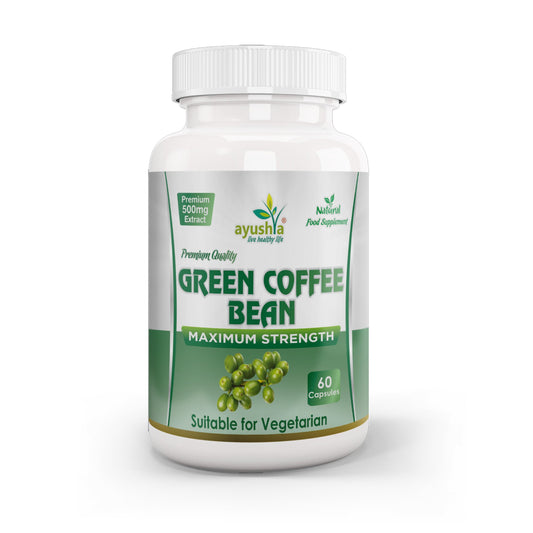 Ayushya Green Coffee Bean Capsules Energy & Antioxidant Support - Vegan, Gluten Free, Non-GMO, 60 Capsules