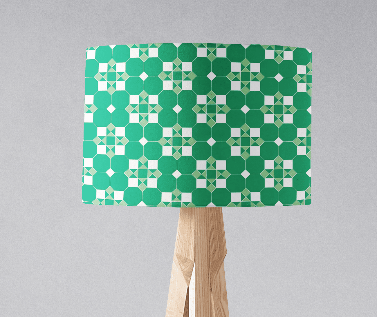 Green and White Geometric Tiles Design Lampshade, Ceiling or Table Lamp Shade