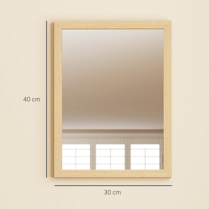HOMCOM Wall Bathroom Mirror, 30 x 40 cm Wall-Mounted Mirror for Living Room, Bedroom, Hallway, Set of 2, Natural