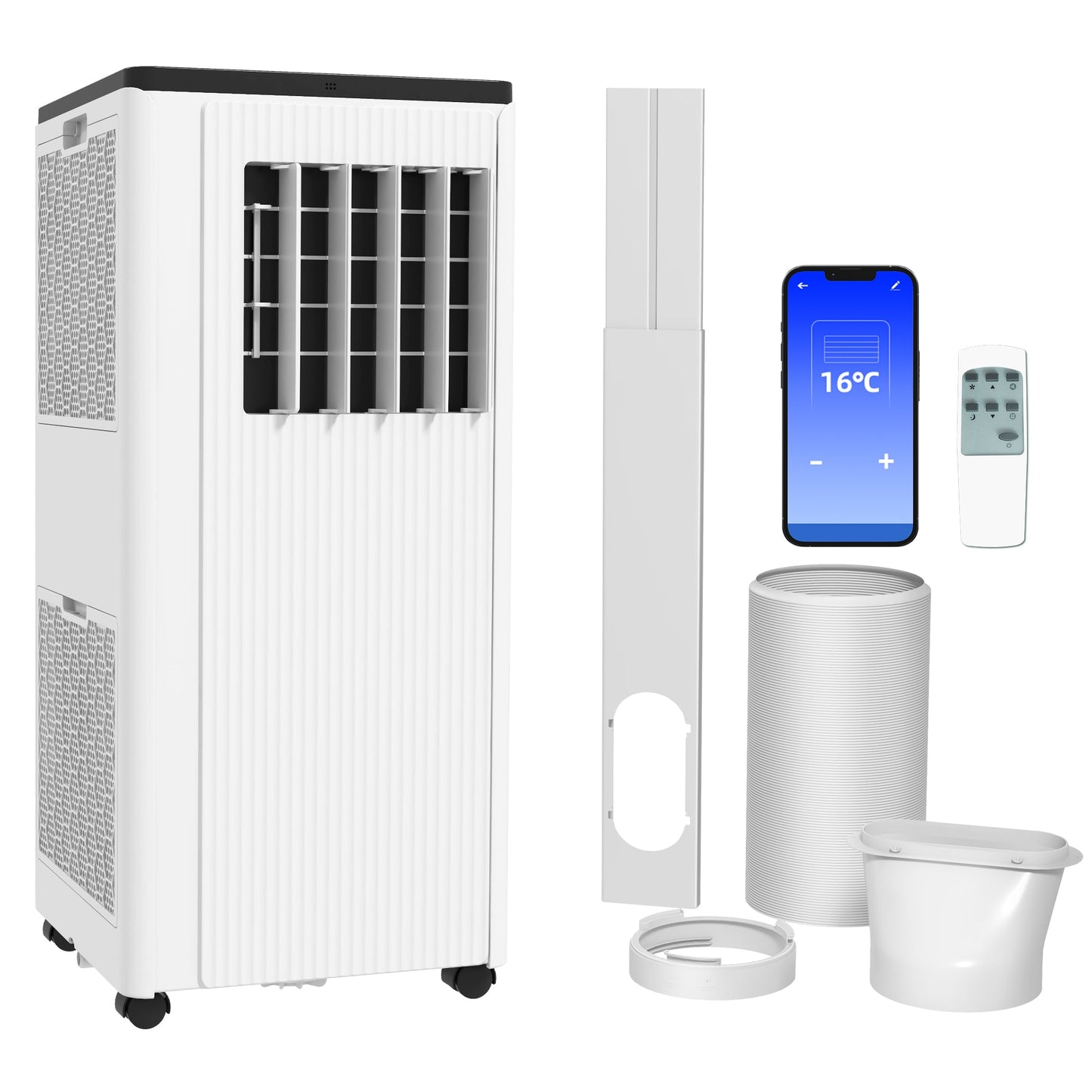HOMCOM 9,000 BTU App-Controlled Mobile Air Conditioner, 20m\'c2\'b2 Radius - White