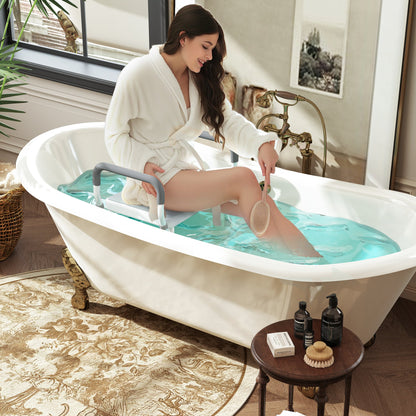 HOMCOM 57-69cm Aluminium Frame Bath Seat - Light Blue
