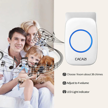 CACAZ Smart Home Waterproof Wireless Doorbell For Outdoor 4 Levels Volume 80DB 60 Chimes Home Calling Bell US EU UK AU Plug