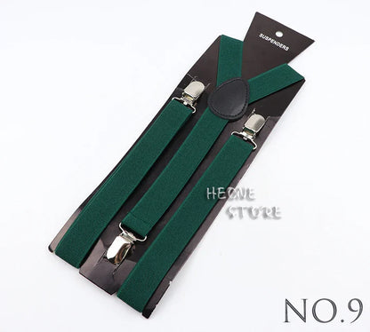 Hot Sale Solid Color Elastic Leather Suspender For Men Women Black Red Sage Green Adjustable Pants Shirt Girl Skirt Accessories