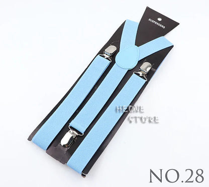 Hot Sale Solid Color Elastic Leather Suspender For Men Women Black Red Sage Green Adjustable Pants Shirt Girl Skirt Accessories
