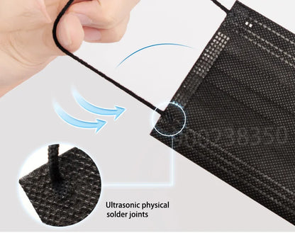 10/50/100/200/500pcs Mask Disposable Separate Package Black Face Masks Independent Packaging 3 Layer Ply safe Protective mask