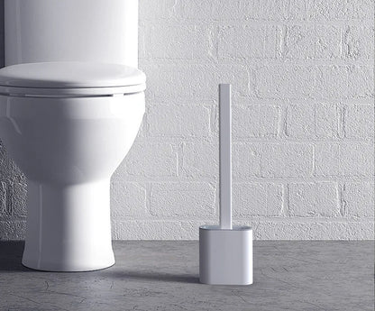 Toilet Brush Water Leak Proof With base Silicone Wc Flat Head Flexible Soft Bristles Brush with Quick Drying Holder Set