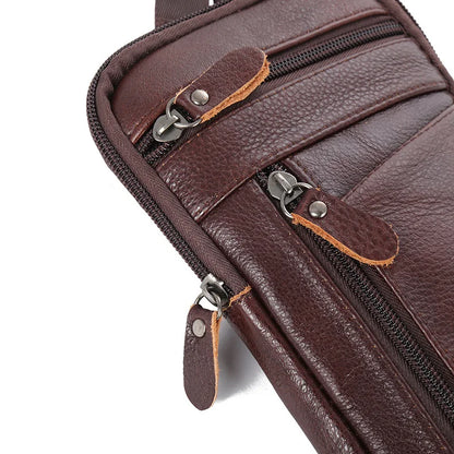 Leather Fashion Phone Pouch Belt Bag Shoulder Crossbody Waist Pack Vintage Outdoor Multi-function Mens Leisure Hanging Waist Bag